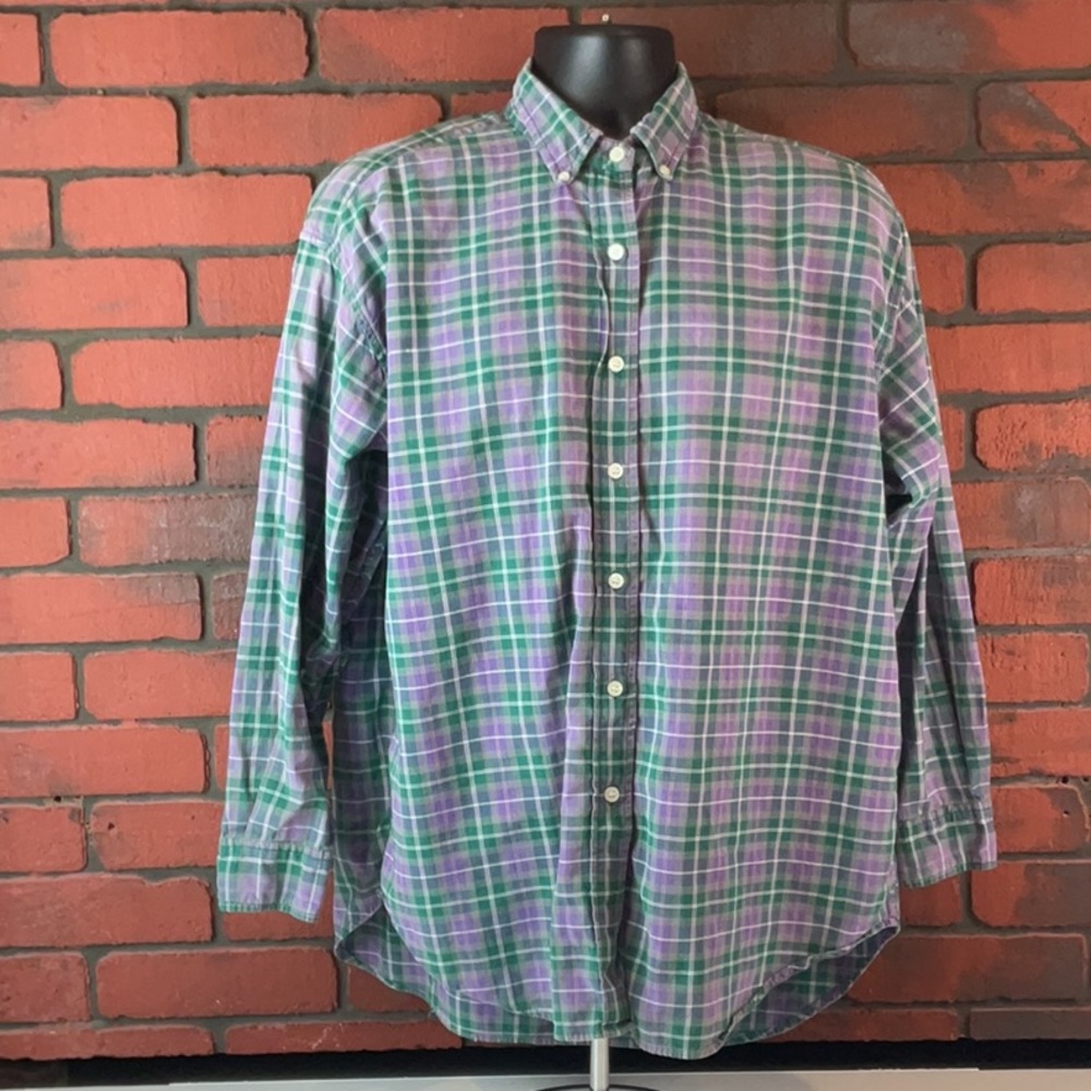 Allen Allen Shirt Mens Large Plaid‎ Button Down